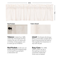 Thumbnail for Simple Life Flax Antique White Valance Curtain 16x60 VHC Brands