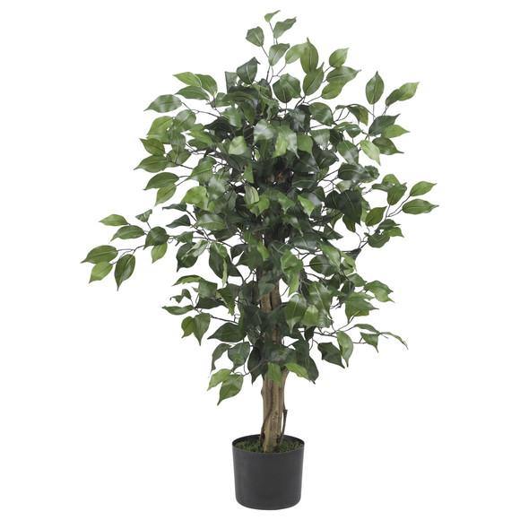 3' Ficus Silk Artificial Trees, 36in, Green Nearly Natural - The Fox Decor