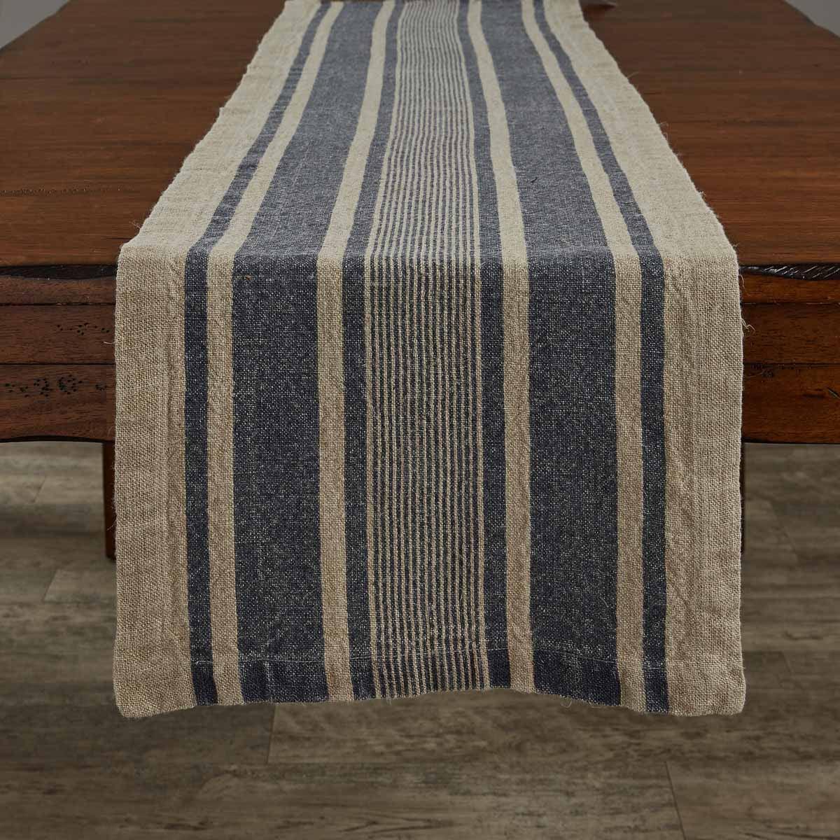 Washed Linen Stripe Table Runner - Blue - 60"L Park Designs - The Fox Decor