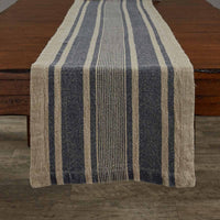 Thumbnail for Washed Linen Stripe Table Runner - Blue - 60