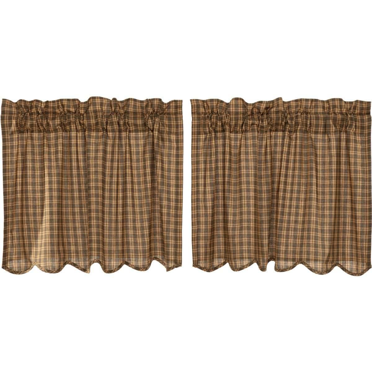 Cedar Ridge Tier Scalloped Curtain Set of 2 24x36 VHC Brands - The Fox Decor