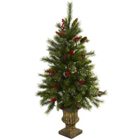 Thumbnail for 4’ Christmas Tree w/Berries, Pine Cones, LED Lights & Decorative Urn - The Fox Decor