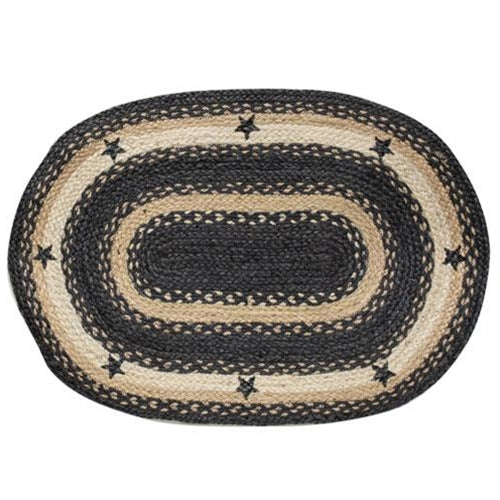 Primitive Pewter Star Braided Rug, 20"x30"