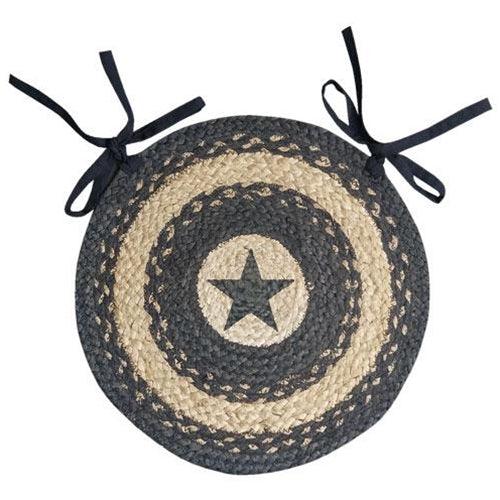 Primitive Pewter Star Braided Chair Pad Set of 4 - The Fox Decor
