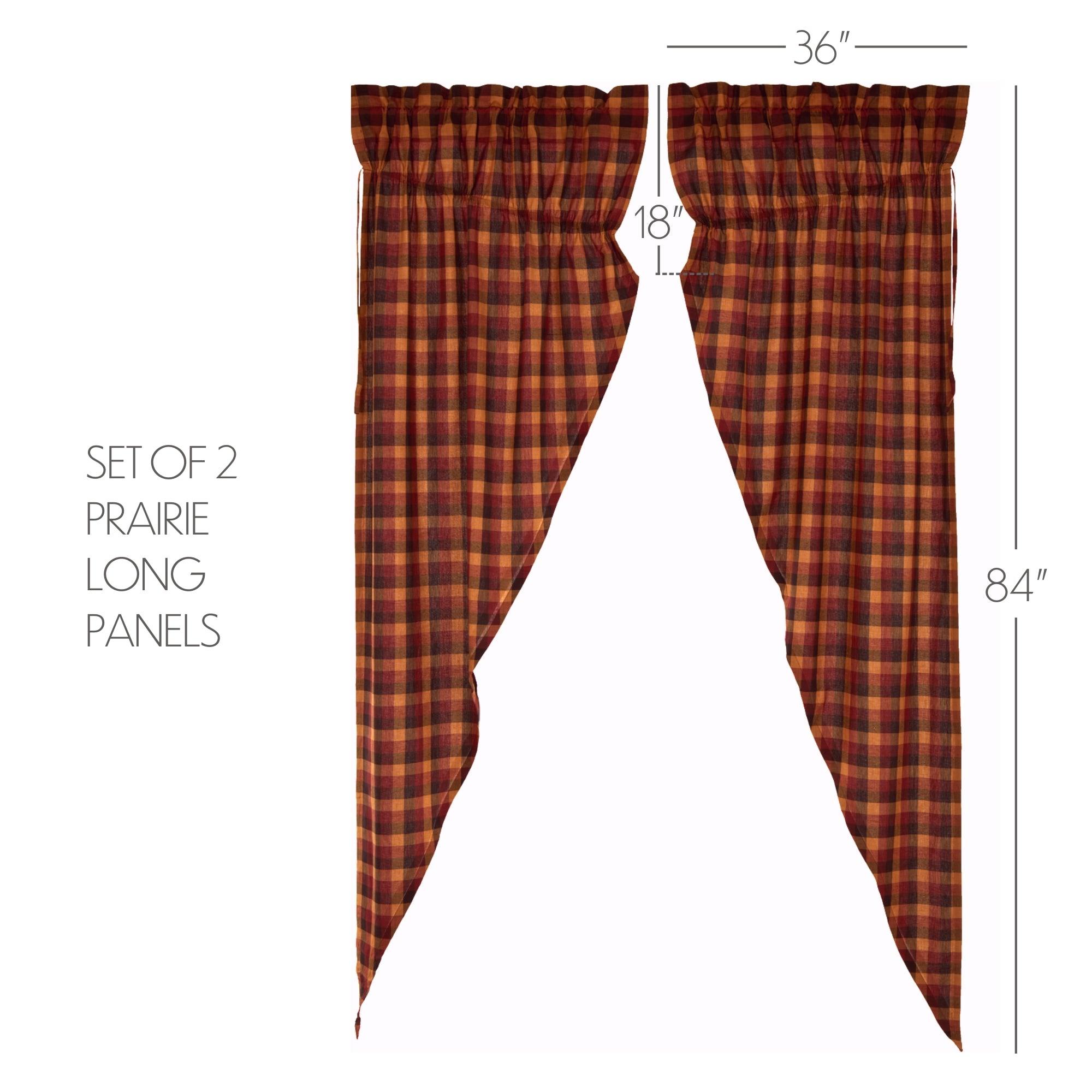 Heritage Farms Primitive Check Prairie Long Panel Set of 2 84x36x18 VHC Brands - The Fox Decor