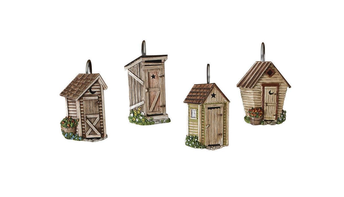 Outhouse Shower Curtain Hooks - Set of 12 Park Designs - The Fox Decor