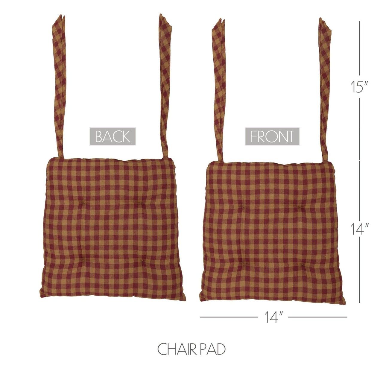 Burgundy Check Country Chair Pad - The Fox Decor