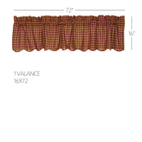 Thumbnail for Burgundy Check Scalloped Valance Curtain 16x72