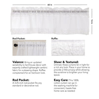 Thumbnail for White Ruffled Sheer Valance Curtain 16x60 - The Fox Decor