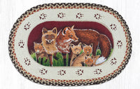 Thumbnail for Fox Family Hand Stenciled Oval Patch Braided Rug 20