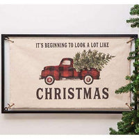 Thumbnail for Christmas Buffalo Check Truck Fabric Sign