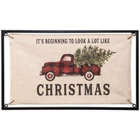 Thumbnail for Christmas Buffalo Check Truck Fabric Sign online