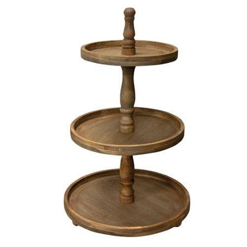 Distressed Wooden Three-Tiered Tray