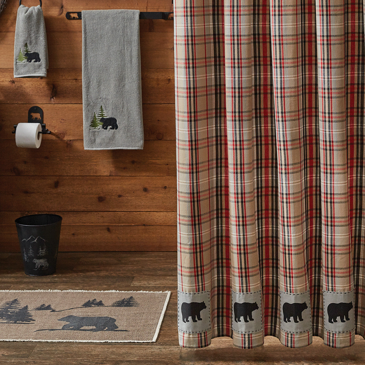Bear Country Plaid Shower Curtain 72