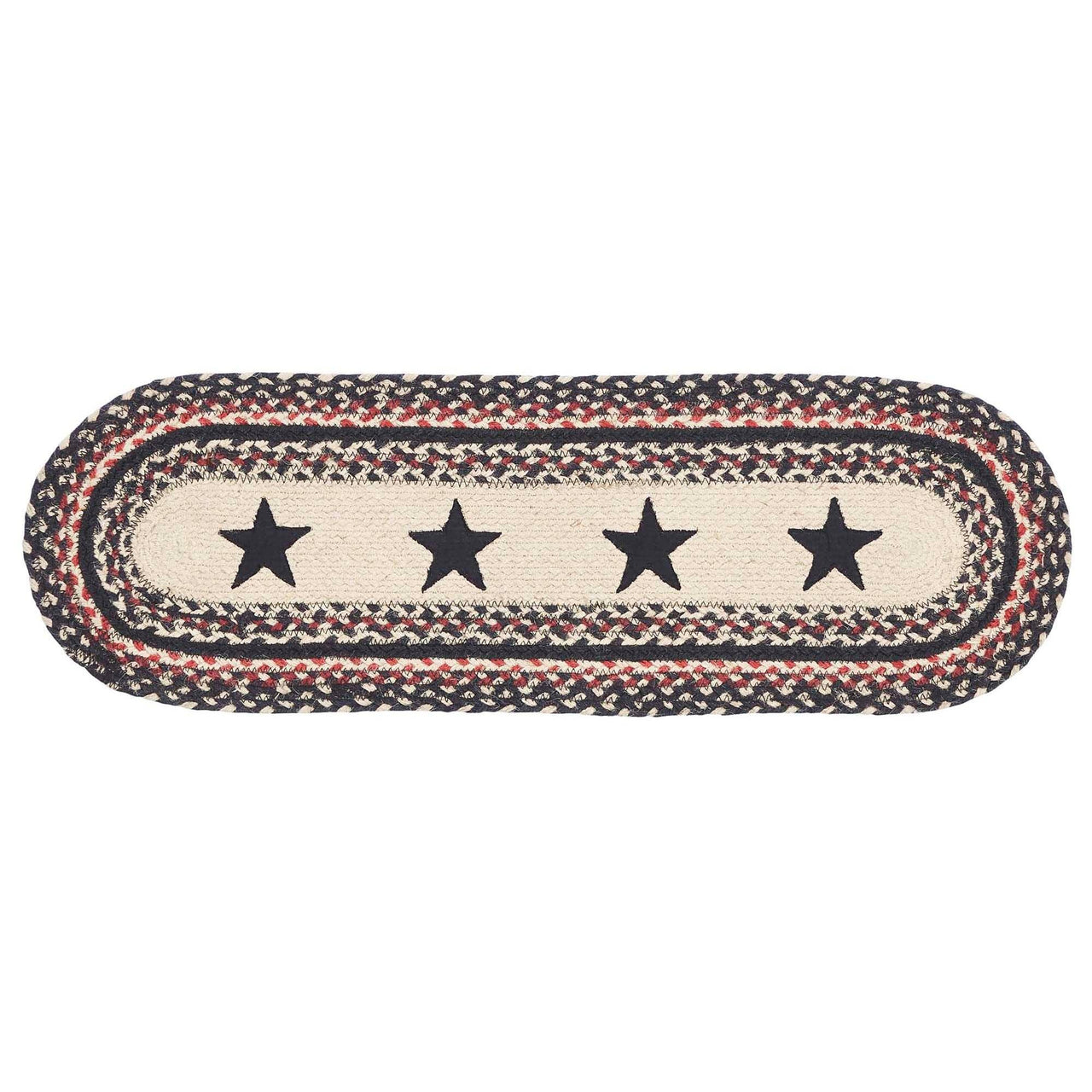 Colonial Star Jute Stair Tread Oval Latex 8.5x27 VHC Brands - The Fox Decor