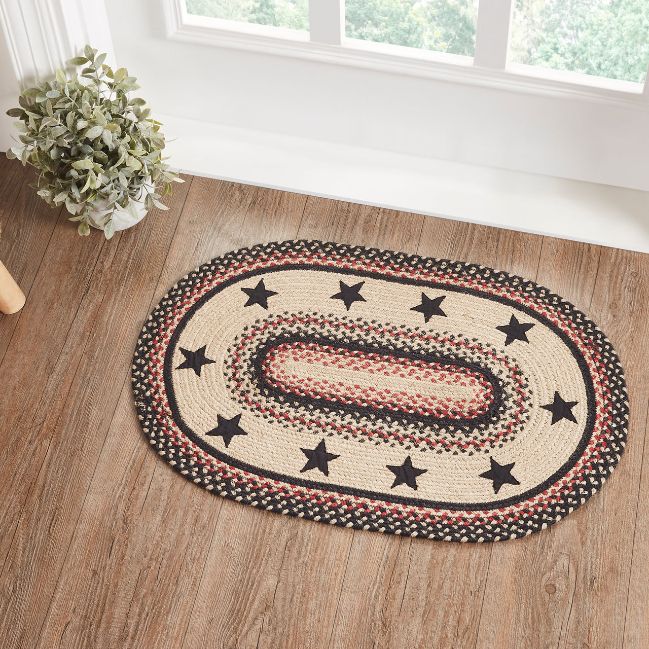 Colonial Star Jute Braided Rug Oval with Rug Pad 20"x30" VHC Brands