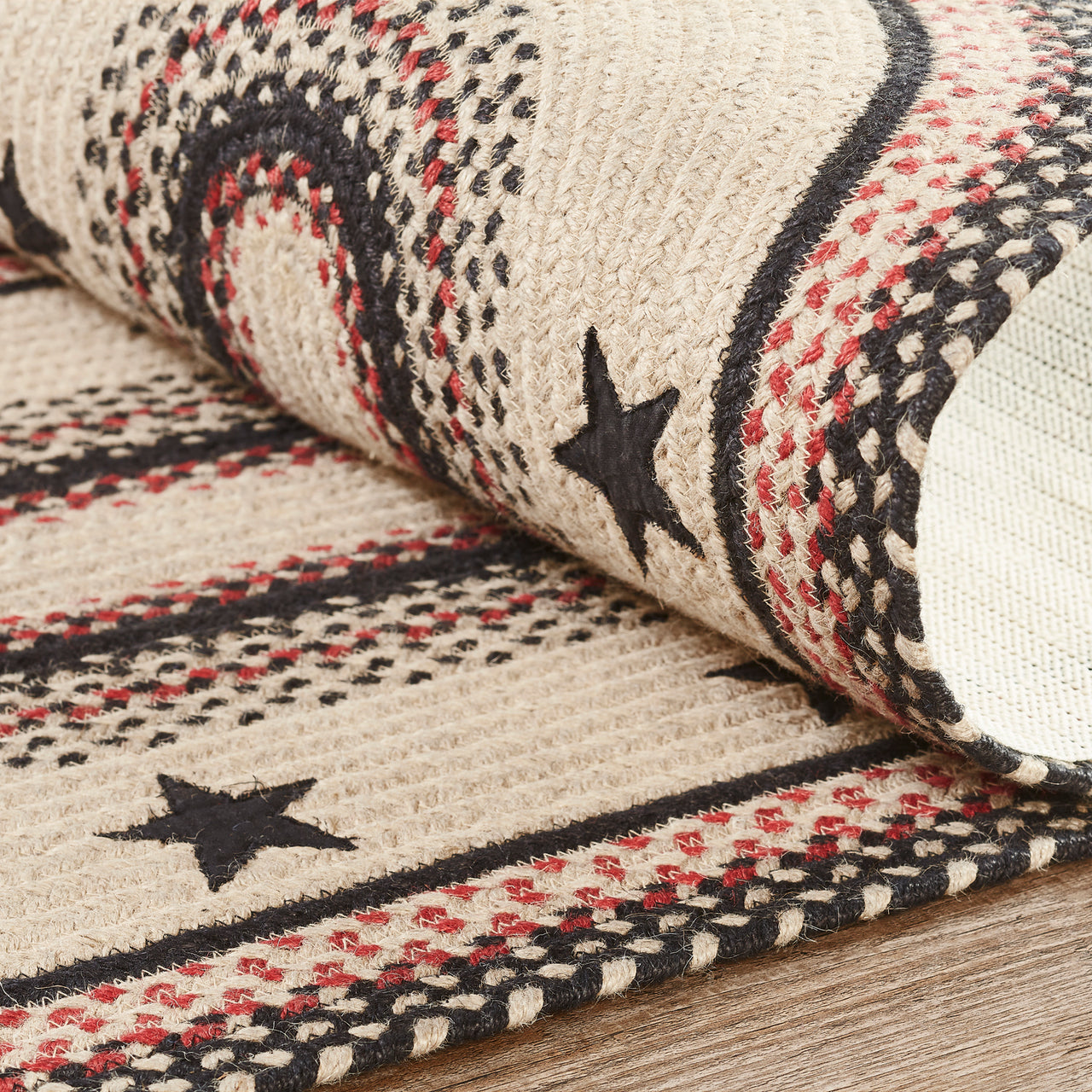 Colonial Star Jute Braided Rug/Runner Oval with Rug Pad 22"x72" VHC Brands - The Fox Decor
