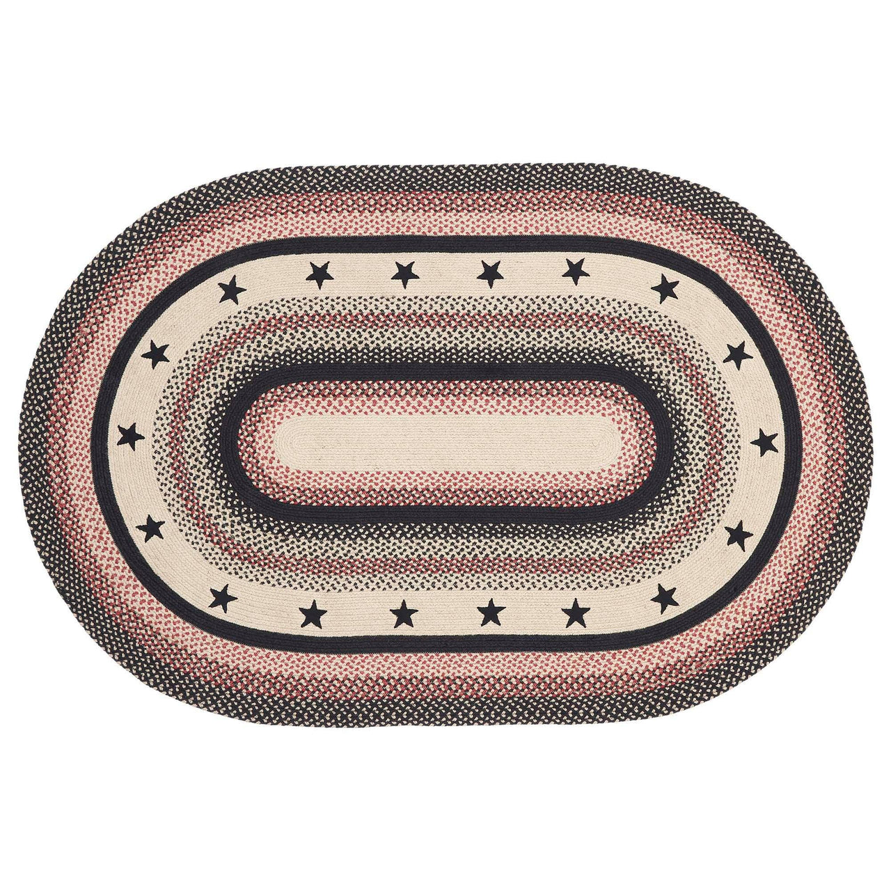 Colonial Star Jute Braided Rug Oval with Rug Pad 5'x8' VHC Brands - The Fox Decor