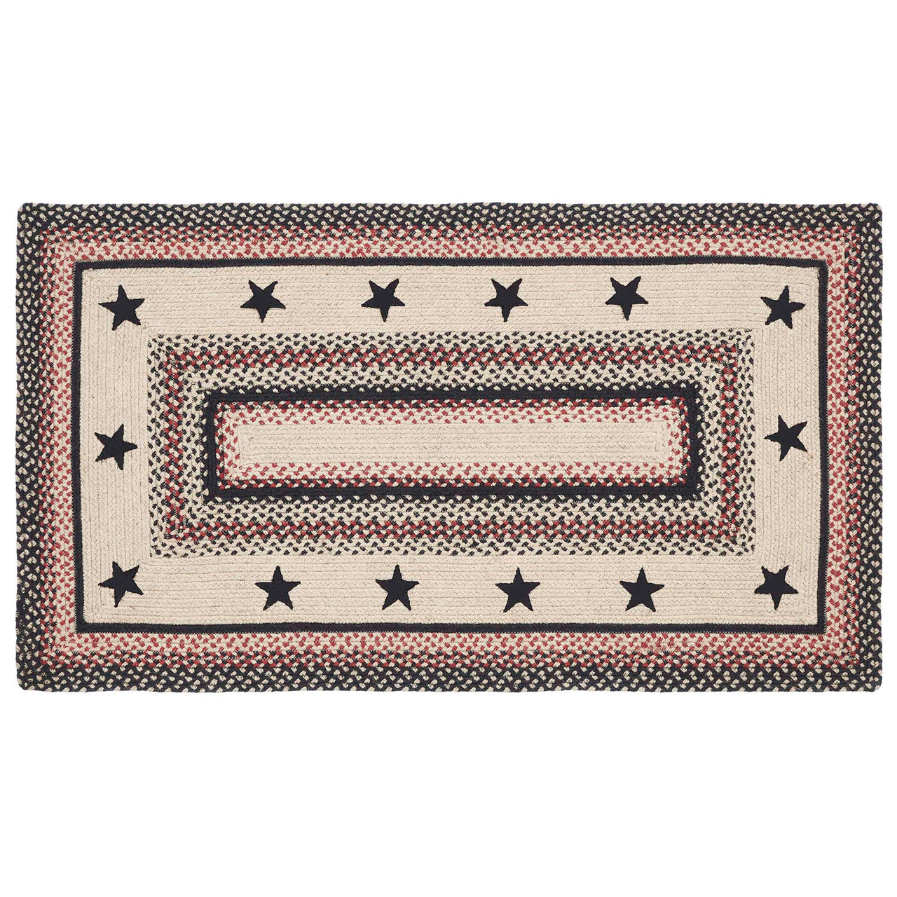 Colonial Star Jute Braided Rug Rect with Rug Pad 27"x48" VHC Brands - The Fox Decor