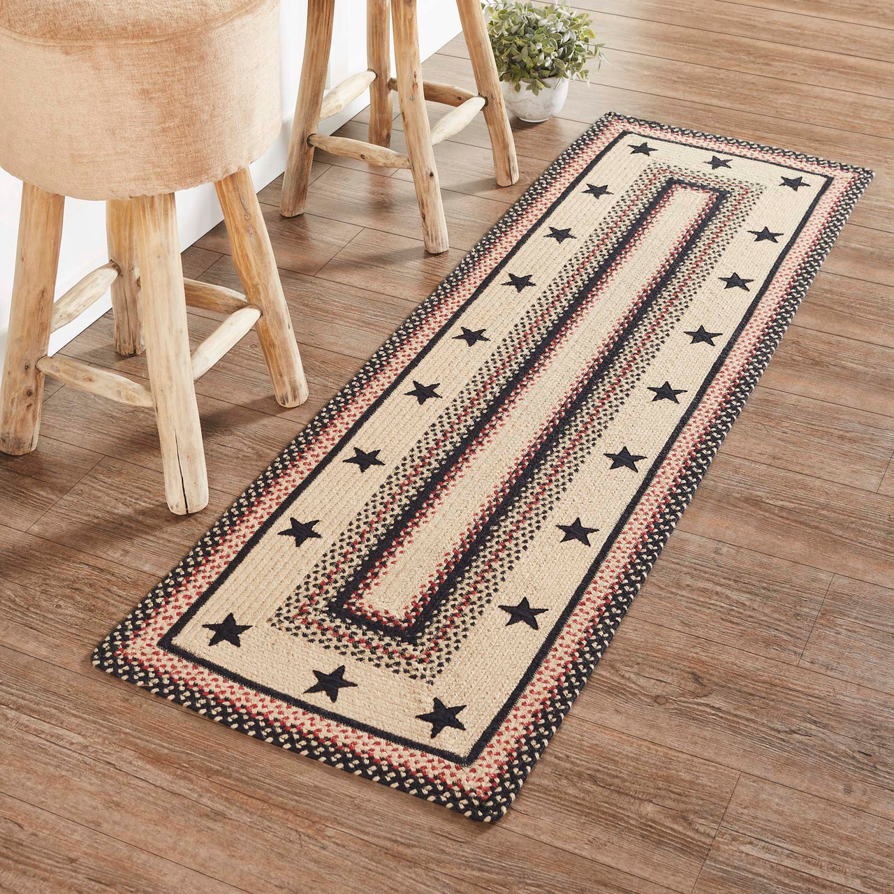 Colonial Star Jute Braided Rug/Runner Rect with Rug Pad 22"x72" VHC Brands