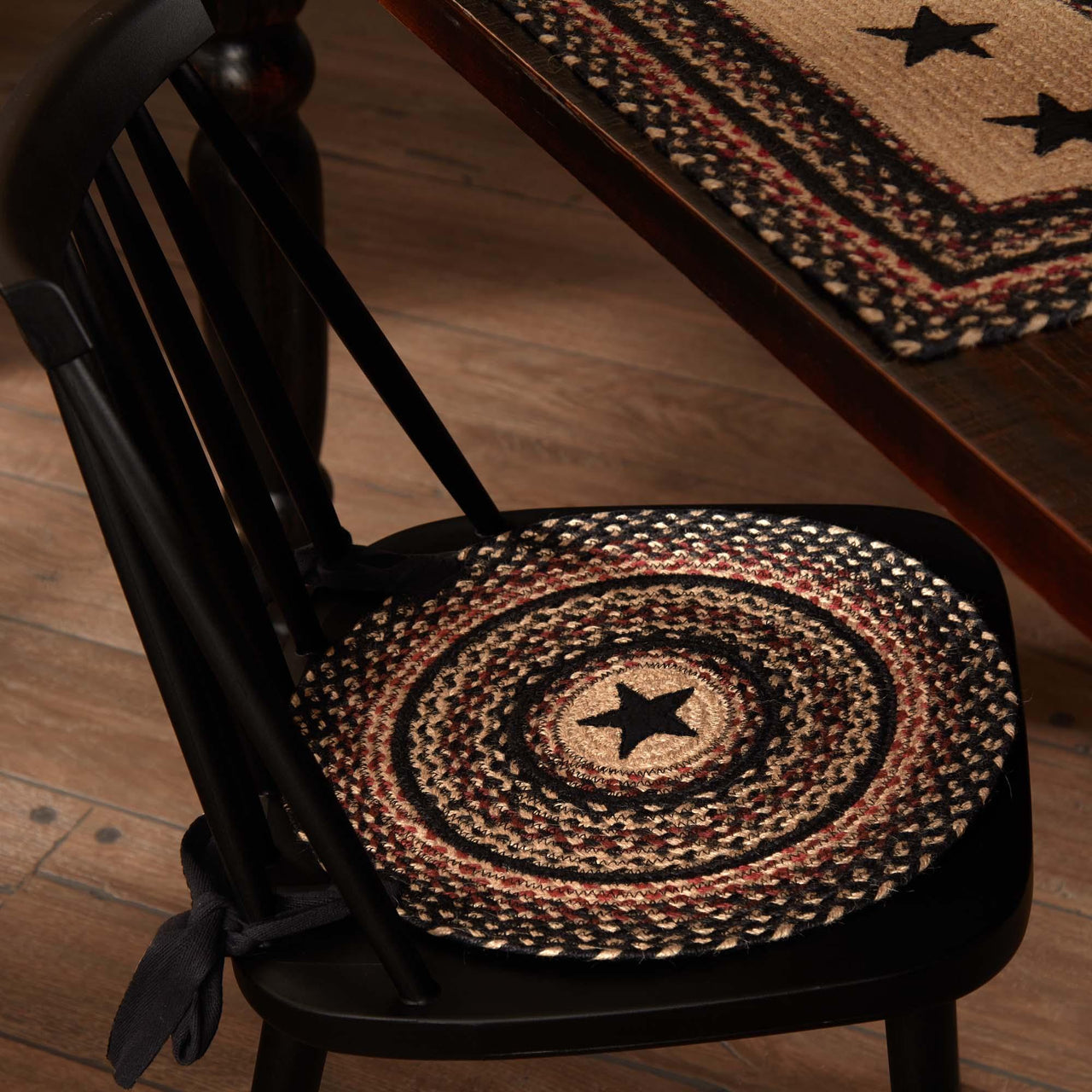 Colonial Star Jute Braided Chair Pad Applique Star VHC Brands - The Fox Decor