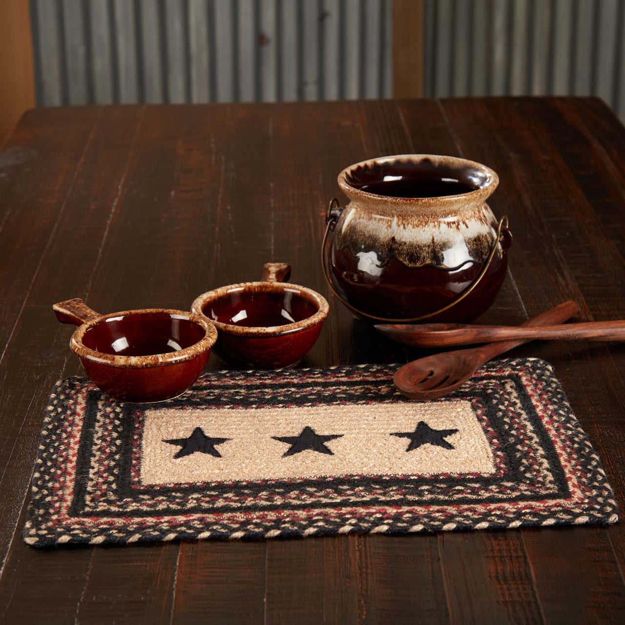 Colonial Star Jute Braided Rect Placemat 12"x18" VHC Brands - The Fox Decor