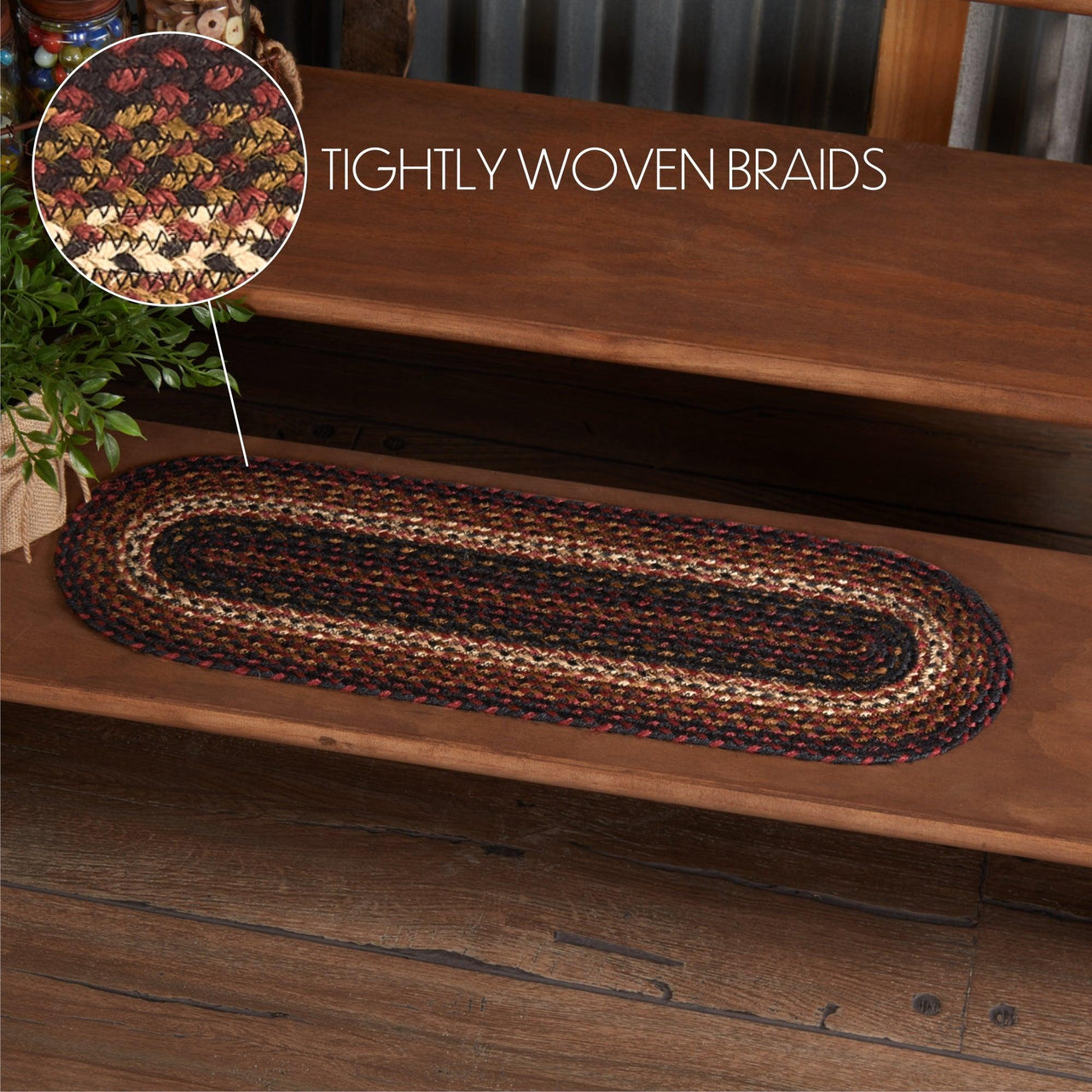 Beckham Jute Stair Tread Oval Latex 8.5x27 VHC Brands - The Fox Decor