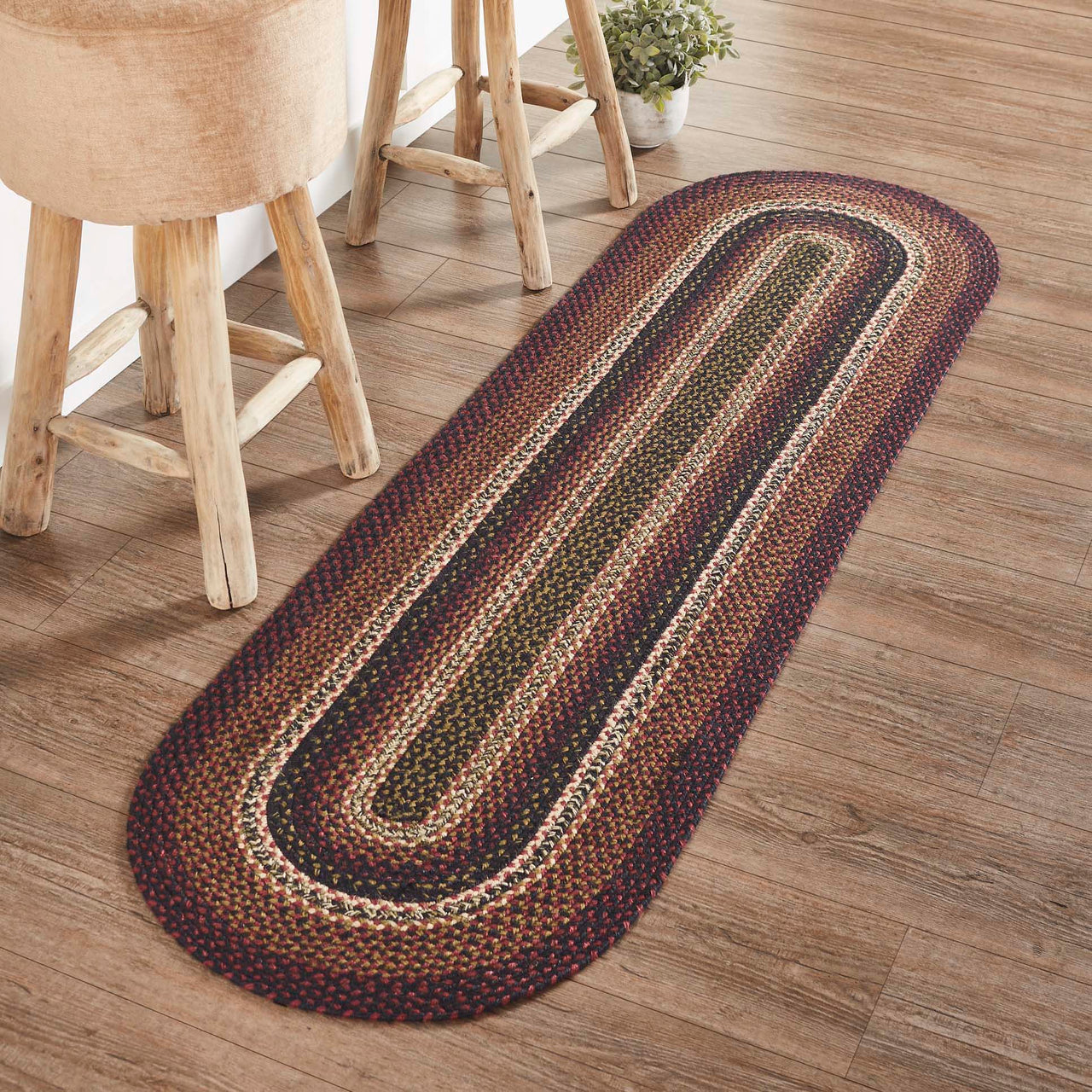 Beckham Jute Braided Rug/Runner Oval with Rug Pad 22"x72" VHC Brands - The Fox Decor