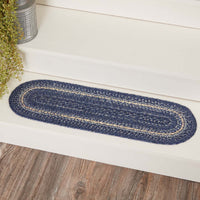 Thumbnail for Great Falls Blue Jute Stair Tread Oval Latex 8.5x27 VHC Brands