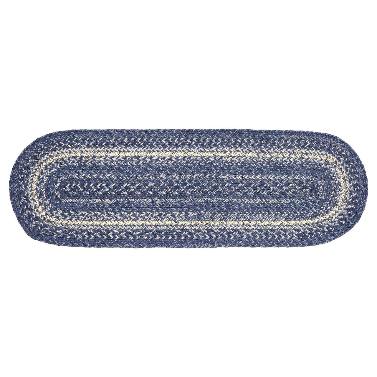 Great Falls Blue Jute Stair Tread Oval Latex 8.5x27 VHC Brands - The Fox Decor