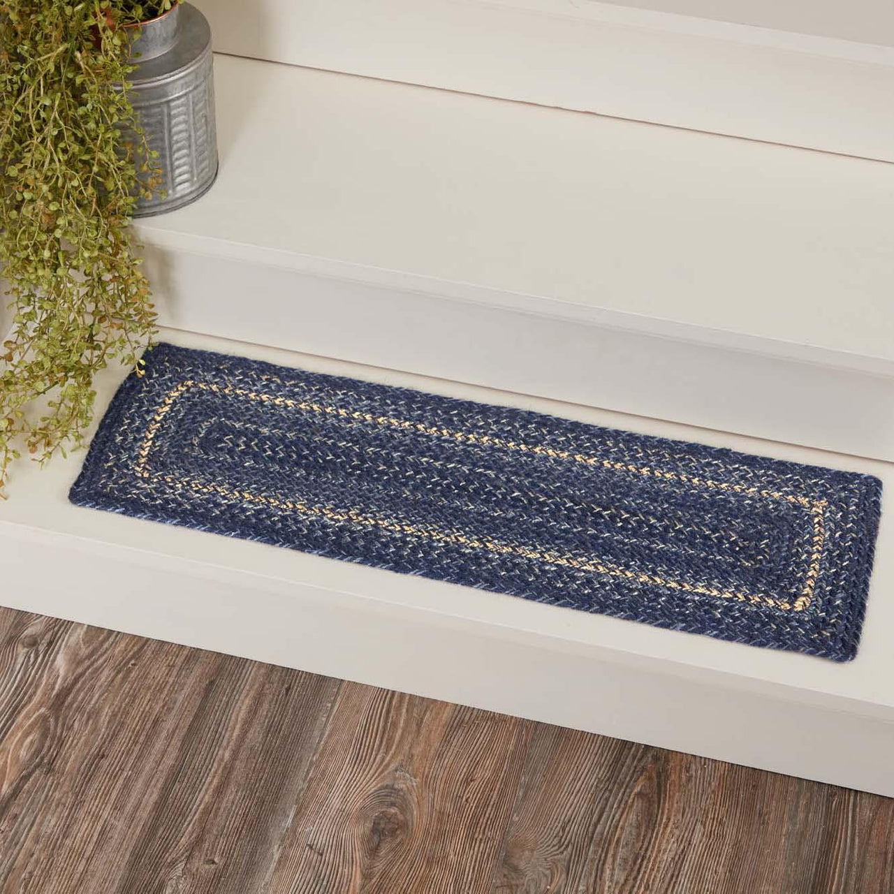 Great Falls Blue Jute Stair Tread Rect Latex 8.5x27 VHC Brands - The Fox Decor