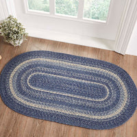 Thumbnail for Great Falls Blue Jute Braided Rug Oval with Rug Pad 27