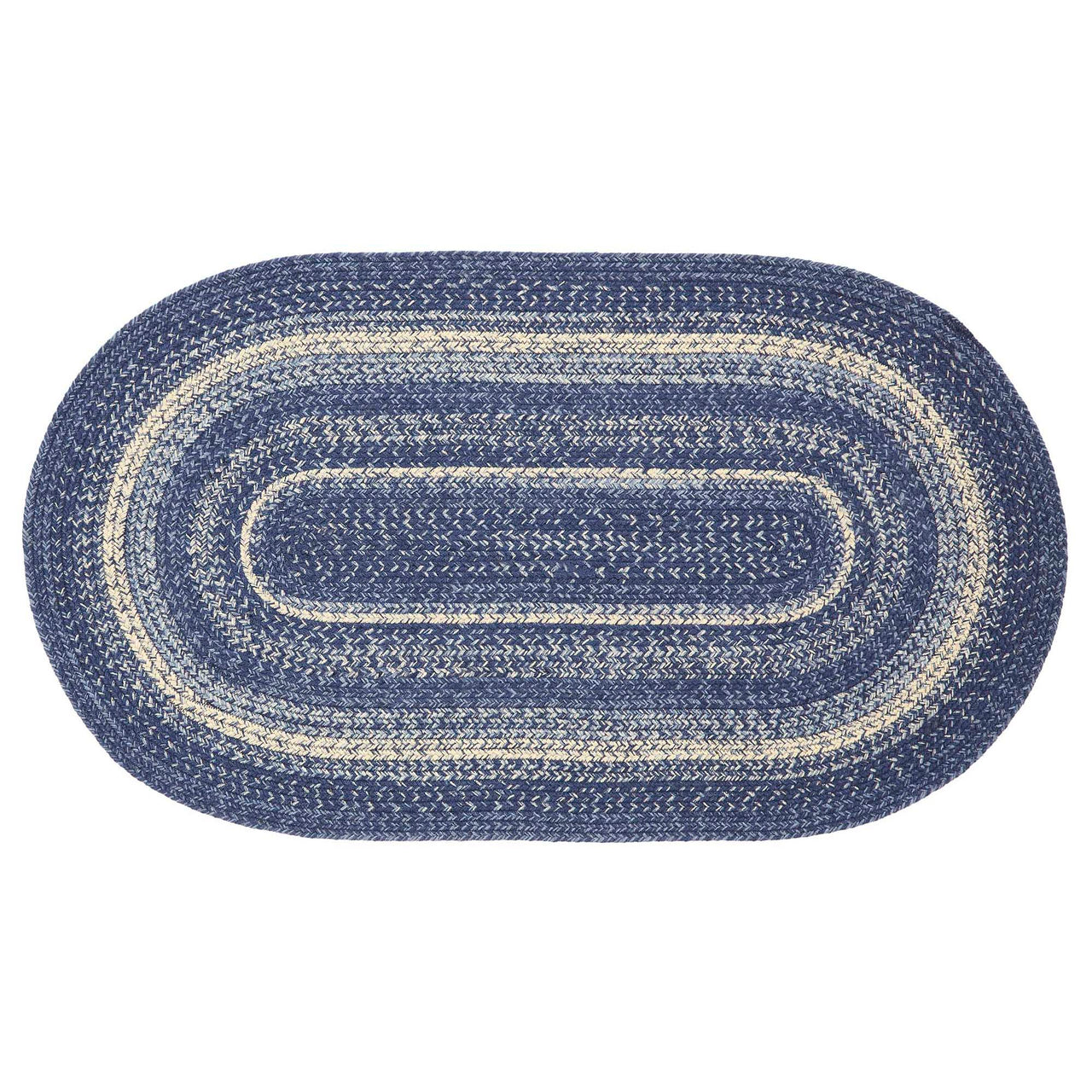 Great Falls Blue Jute Braided Rug Oval with Rug Pad 27"x48" VHC Brands