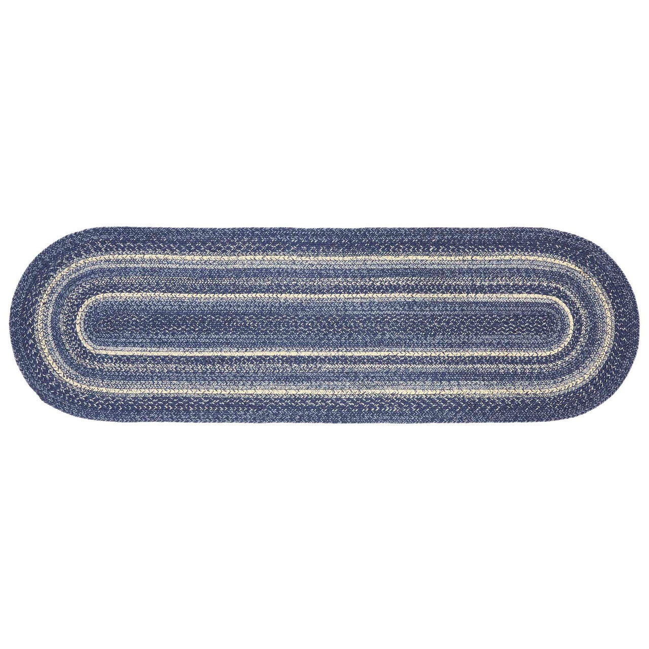 Great Falls Blue Jute Braided Rug/Runner Oval with Rug Pad 22"x72" VHC Brands
