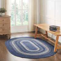 Great Falls Blue Jute Braided Rug Oval with Rug Pad 4'x6' VHC Brands - The Fox Decor