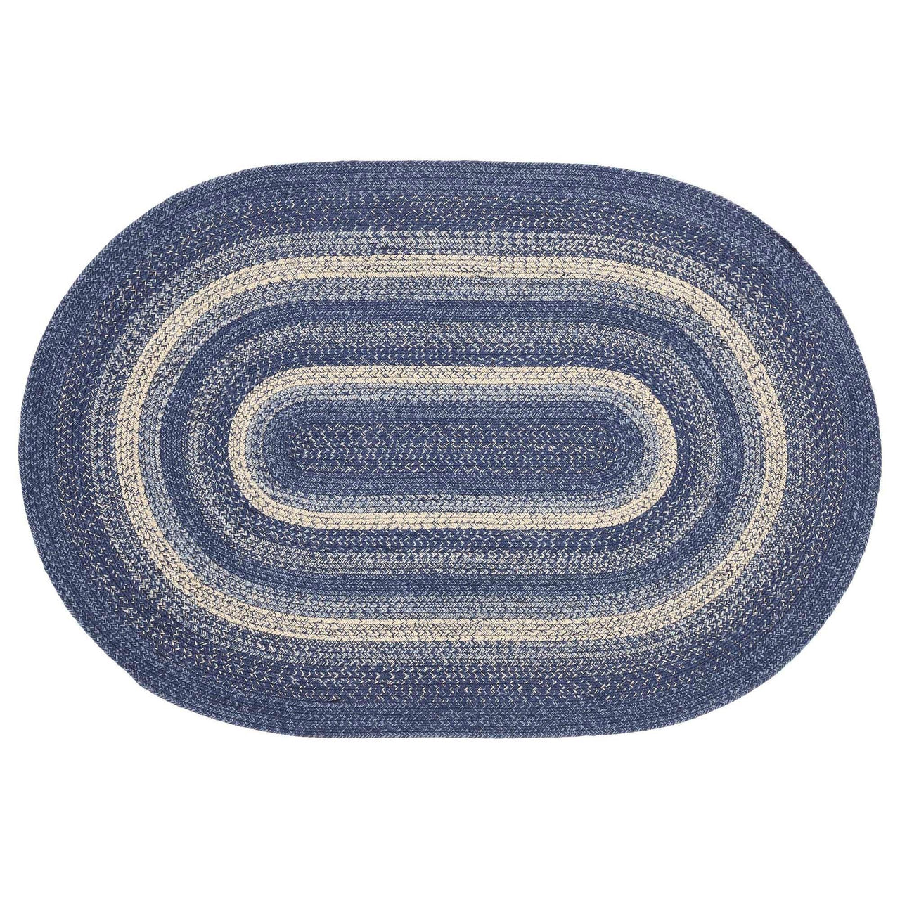 Great Falls Blue Jute Braided Rug Oval with Rug Pad 4'x6' VHC Brands - The Fox Decor