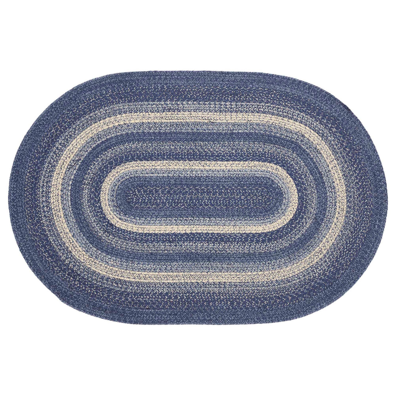 Great Falls Blue Jute Braided Rug Oval with Rug Pad 4'x6' VHC Brands