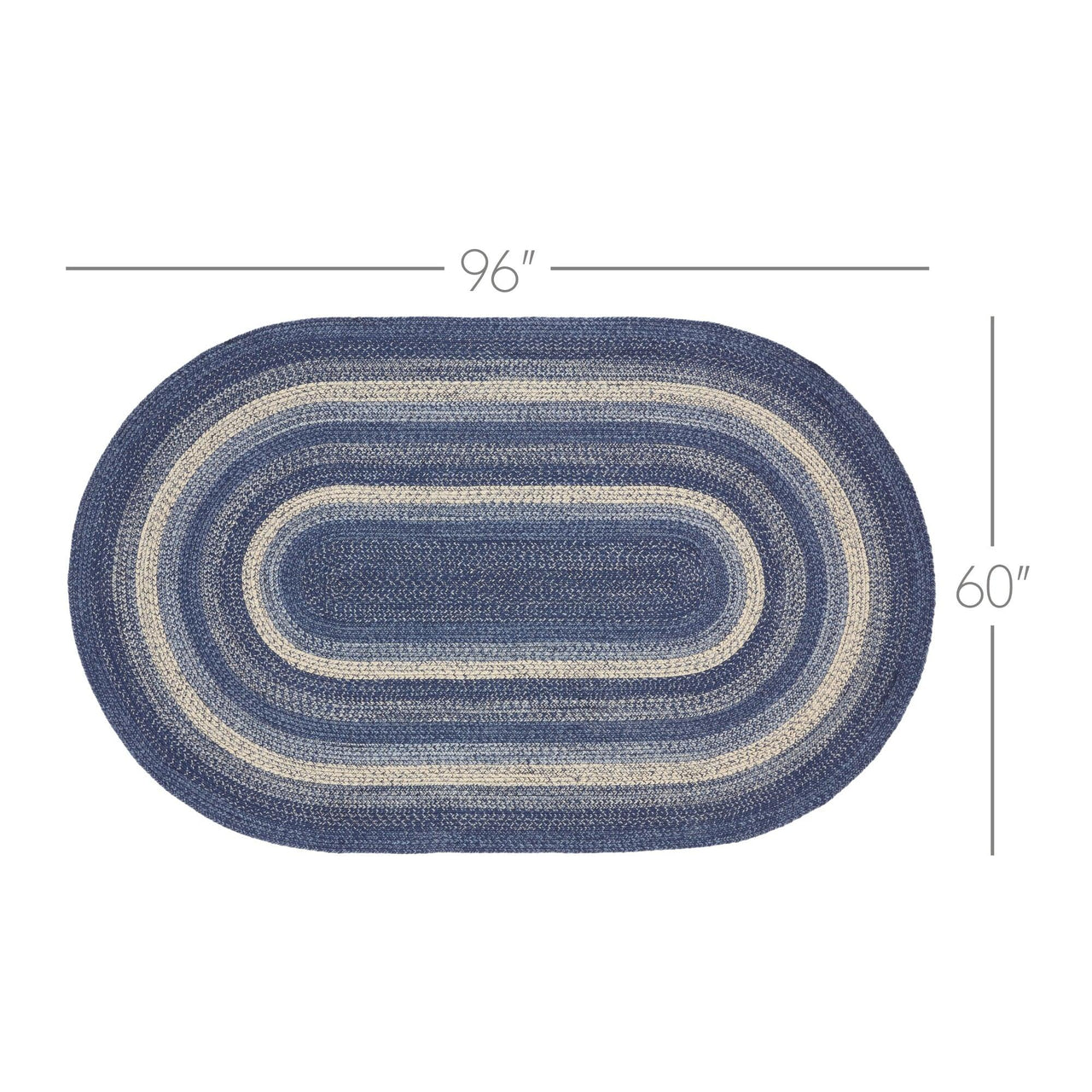 Great Falls Blue Jute Braided Rug Oval with Rug Pad 5'x8' VHC Brands - The Fox Decor
