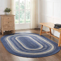 Great Falls Blue Jute Braided Rug Oval with Rug Pad 5'x8' VHC Brands - The Fox Decor