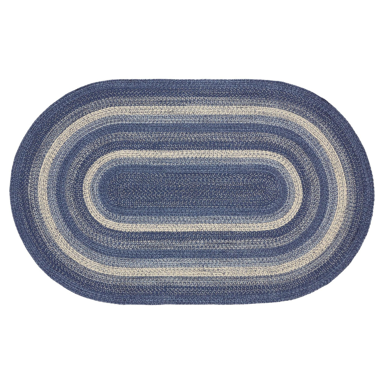 Great Falls Blue Jute Braided Rug Oval with Rug Pad 5'x8' VHC Brands