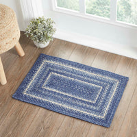 Thumbnail for Great Falls Blue Jute Braided Rug Rect 20