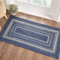Thumbnail for Great Falls Blue Jute Braided Rug Rect with Rug Pad 27