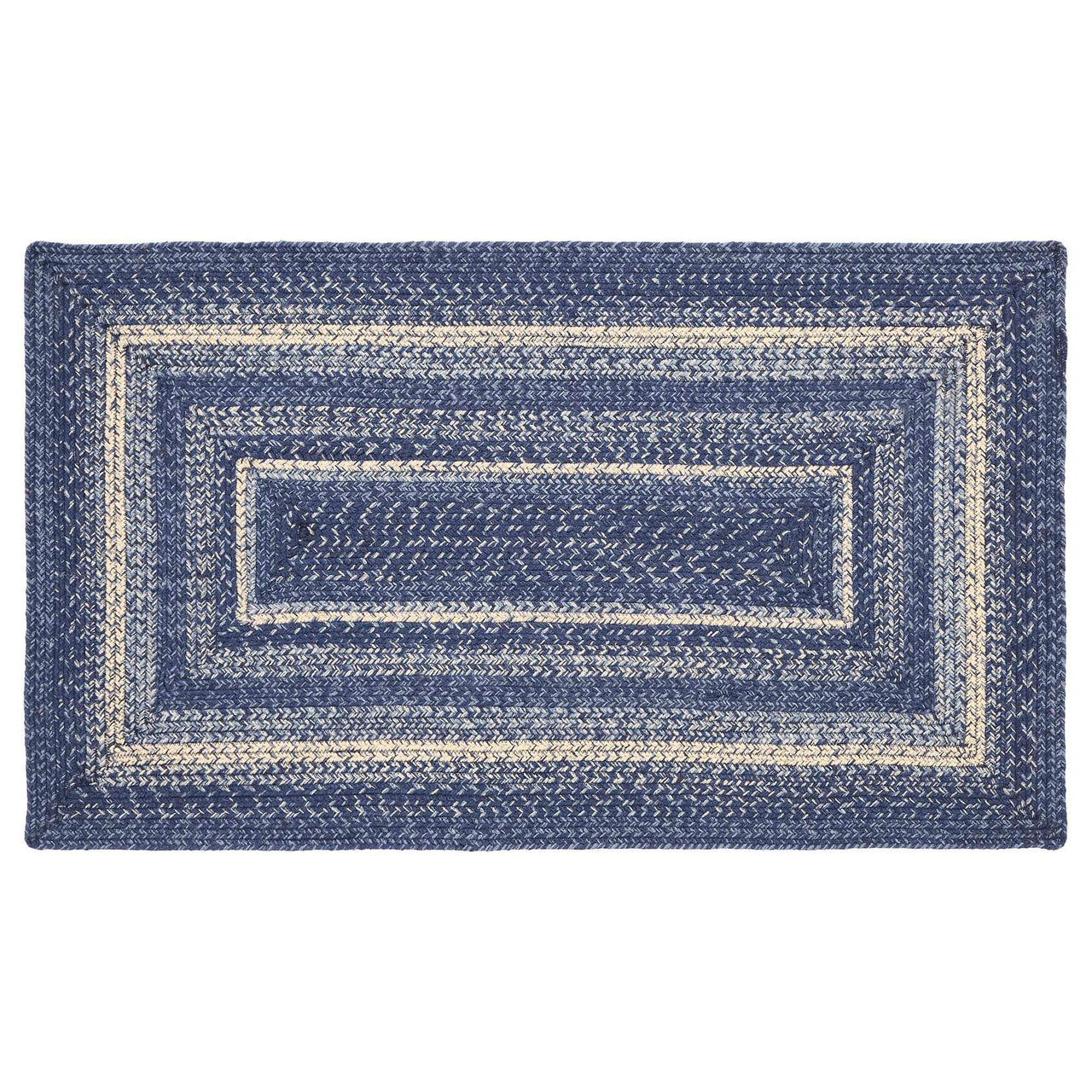 Great Falls Blue Jute Braided Rug Rect with Rug Pad 27"x48" VHC Brands - The Fox Decor