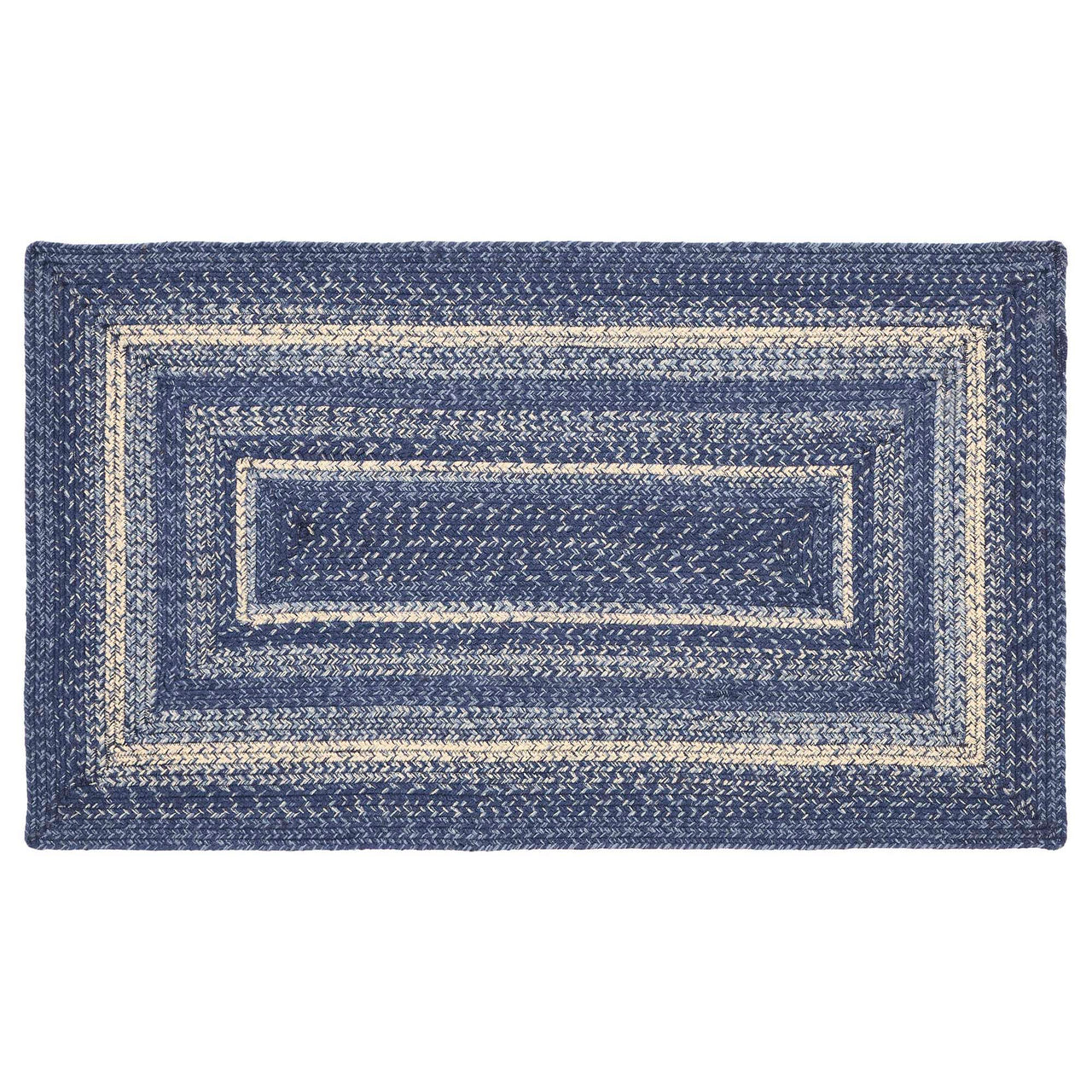 Great Falls Blue Jute Braided Rug Rect with Rug Pad 27"x48" VHC Brands