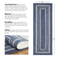 Thumbnail for Great Falls Blue Jute Braided Rug/Runner Rect with Rug Pad 22