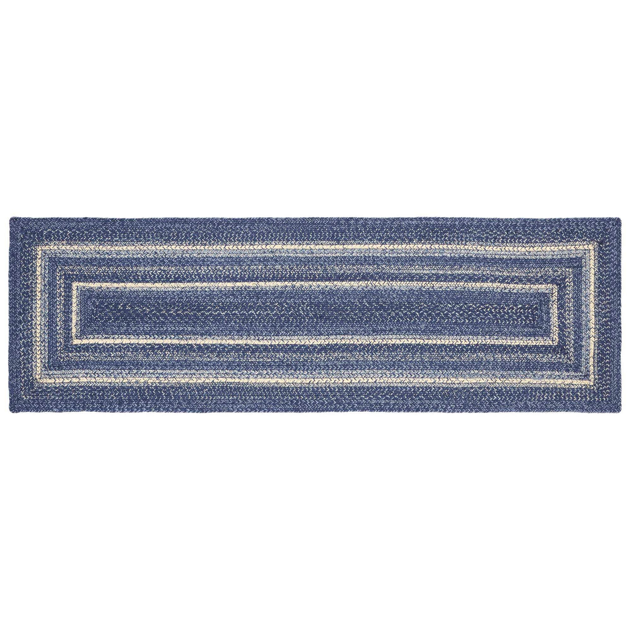 Great Falls Blue Jute Braided Rug/Runner Rect with Rug Pad 22"x72" VHC Brands