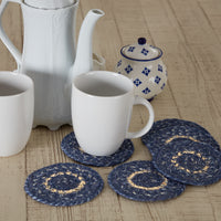 Thumbnail for Great Falls Blue Jute Coaster Set of 6 VHC Brands