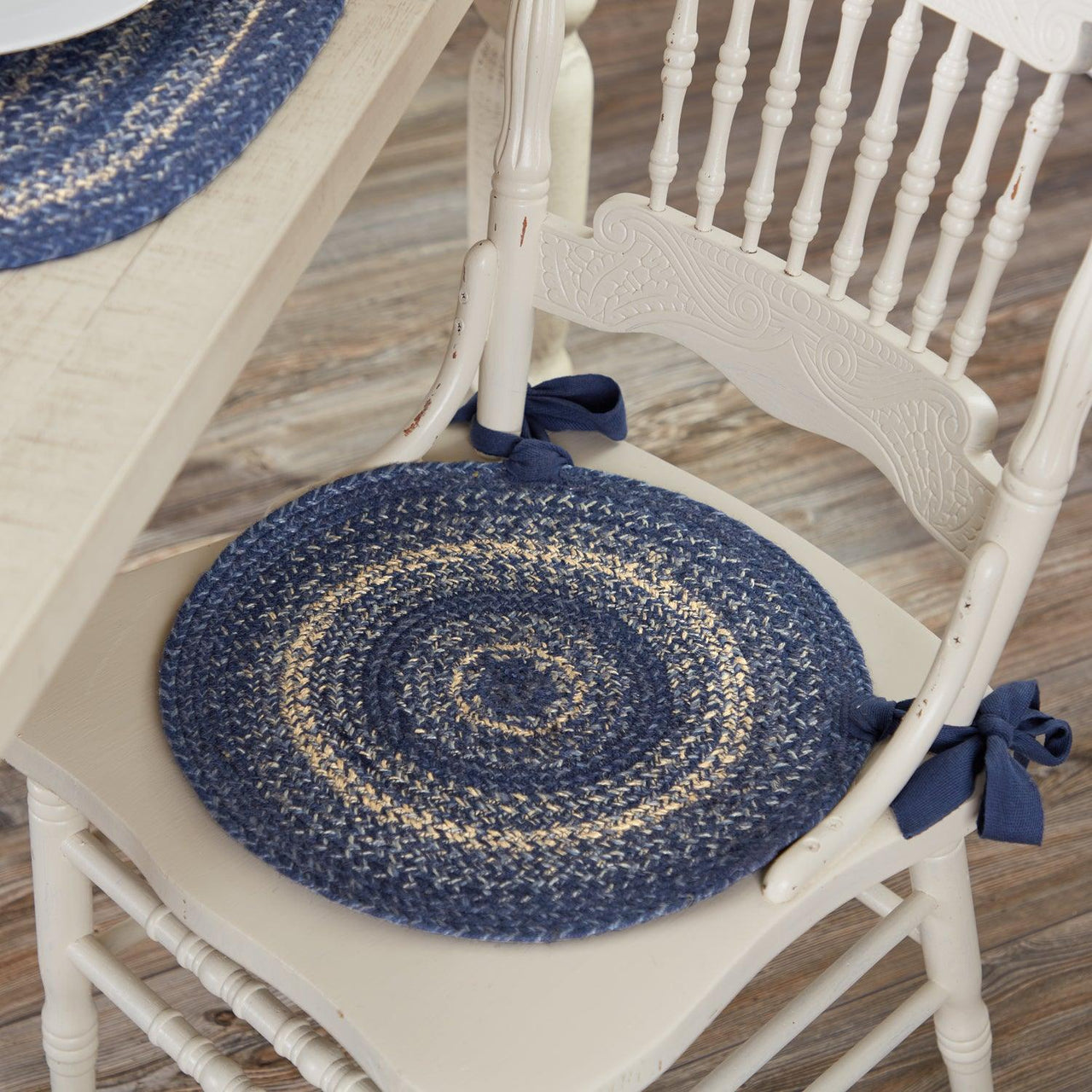 Great Falls Blue Jute Braided Chair Pad VHC Brands