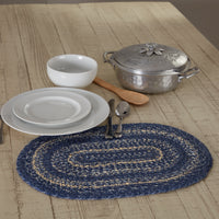 Thumbnail for Great Falls Blue Jute Braided Oval Placemat 12