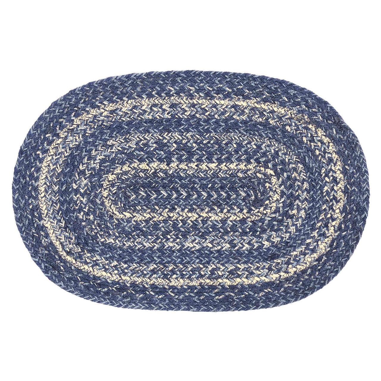 Great Falls Blue Jute Braided Oval Placemat 12"x18" VHC Brands